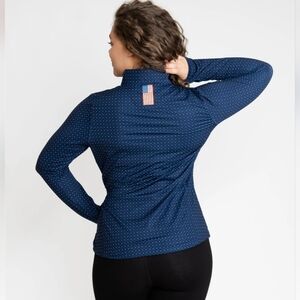 💙❤️ NWT Rhoback Stateside Dot Performance Quarter Zip Pullover Women's Size M